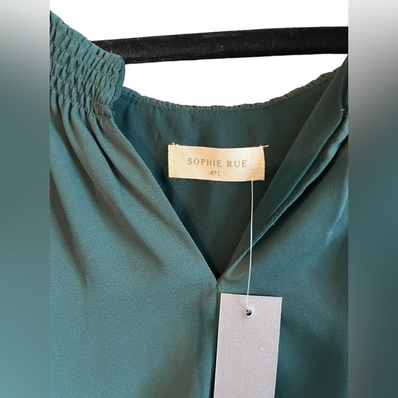 NWT Sophie Rue Forest Green Cami Blouse with Lace Trim Women’s Size Large - Picture 2 of 4